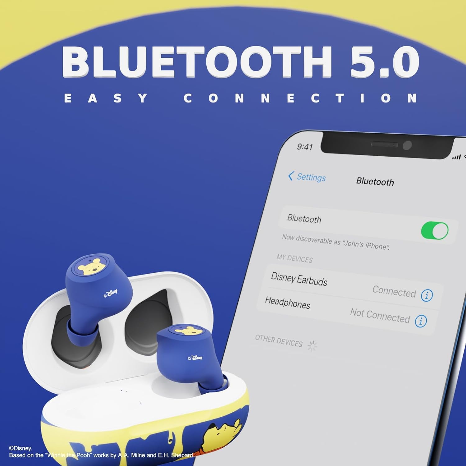 Disney Winnie the Pooh ワイヤレスイヤフォン ディズニーキャラクター ／ 完全ワイヤレスステレオイヤホン