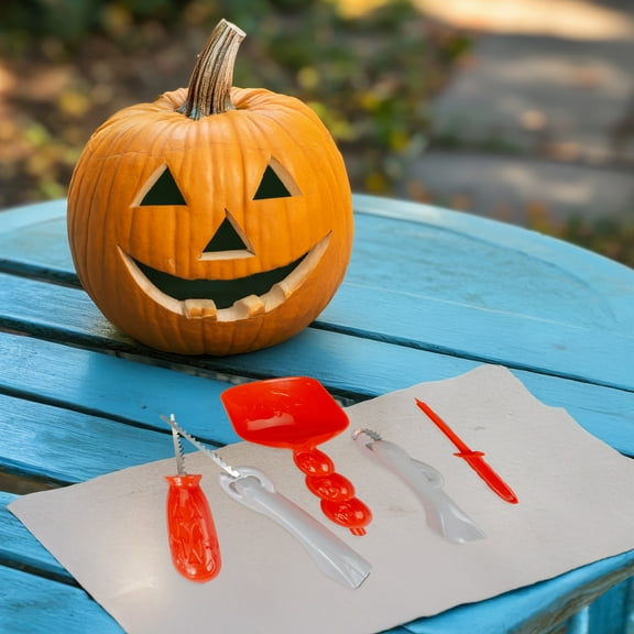 Northlight Halloween Pumpkin Carving Kit - 11" - White and Orange - 5-Piece