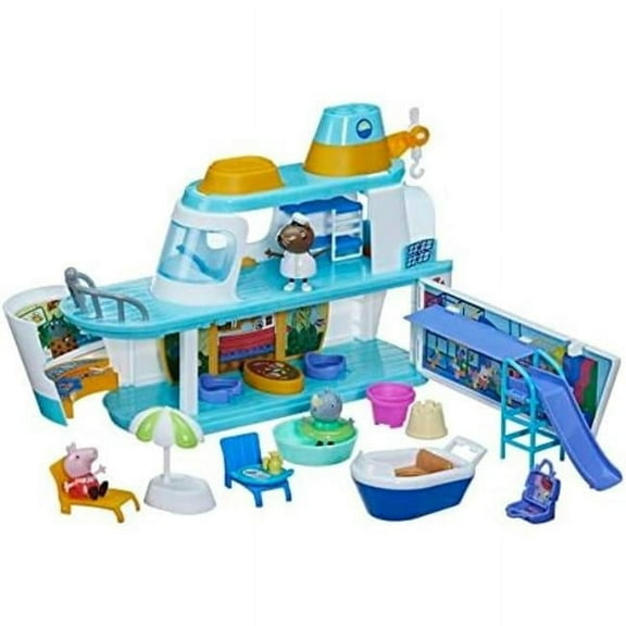 UNO1RC MC33361 Pig Cruise Ship Multilevel Playset with Preschool Toys for Unisex - 17 Piece