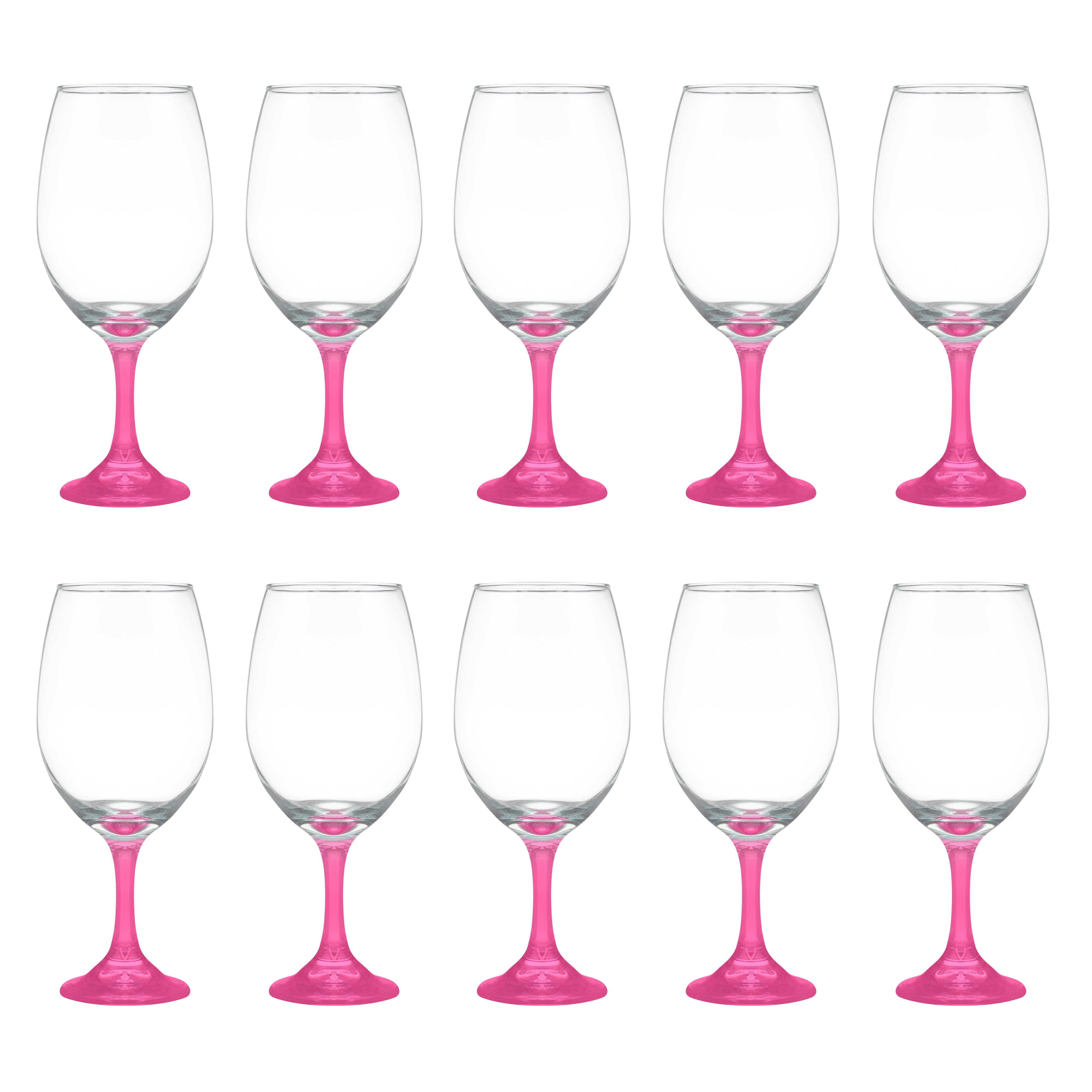 DISCOUNT PROMOS 10 ARC Cachet White Wine Glasses Set, 19 oz. - Barware,  Sturdy, Vibrant - Green