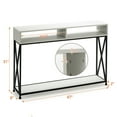 thumbnail image 2 of Gymax Table Console avec Étagère Ouverte et Compartiments de Rangement Cadre en Acier Blanc, 2 of 9