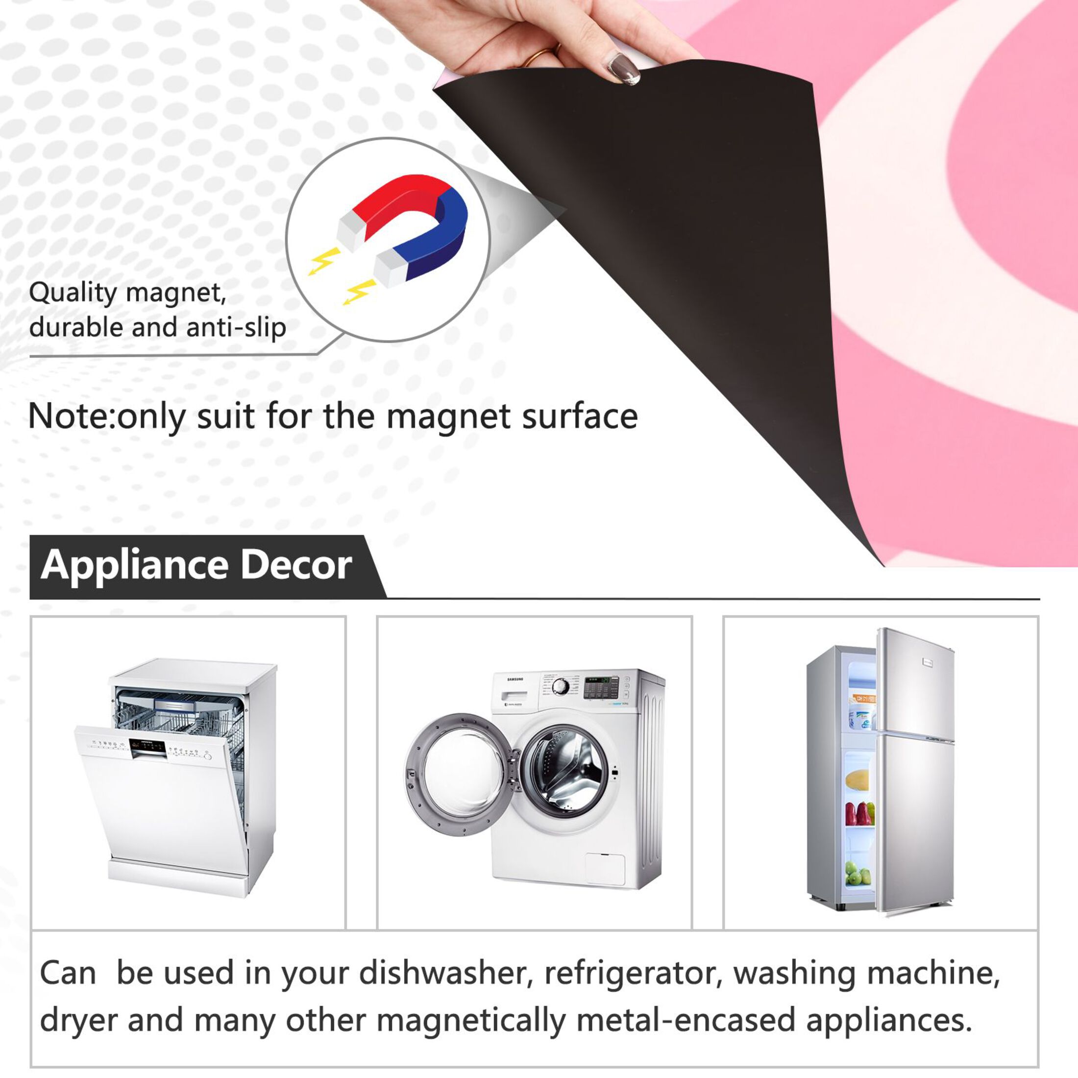 IAUYY Magnetic decorative sticker - 23x26 Inch PVC Refrigerator Decorative Cover, Removable DIY Art for Kitchen Appliances Delicate Pastel-colored Heart