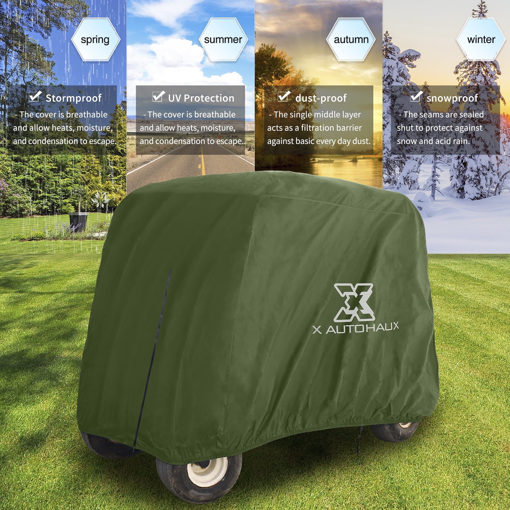 Unique Bargains Waterproof Dustproof Outdoor Golf Cart Protective Sun Rain Cover Green L