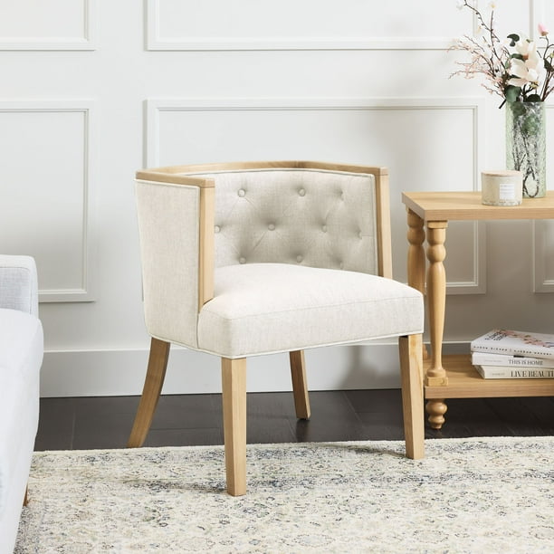 Modern Upholstered accent chair, Comfortable Linen Fabric with a pillow for Living room,bedroom. Linen, Beige