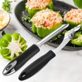 thumbnail image 6 of 2 Pieces Jalapeno Pepper Corer Zucchini Cucumber Corer Core Deseeder Stainless Steel Chili Corer Remover with Serrated Slice and Rubber Handle Seed Remover or Slice Off Vegetables Tops for Kitchen, 6 of 7
