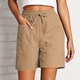 thumbnail image 2 of Womens High Waisted Shorts Summer 2026 Drawstring Solid Wide Leg Bermuda Shorts with Pockets Stretch Casual Comfy Workout Beach Shorts, 2 of 4