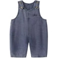 thumbnail image 4 of Toddler Baby Easter Outfit Denim Overall Pants for Boys Girls Bunny Ear Romper with Pom Pom Tail Jeans Jumpsuit, 4 of 8