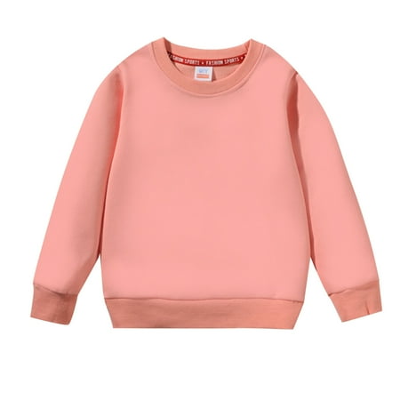

Kids Child Toddler Baby Boys Girls Solid Patchwork Long Sleeve Cotton Round Collar Sweatshirt Pullover Tops Outfits Clothes Pink 150