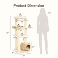 thumbnail image 2 of LHBcraft 53" Woven Cat Tree for Indoor Cats, 5-Level Modern Cat Tree w/Sisal Scratching Posts, Beige, 2 of 7