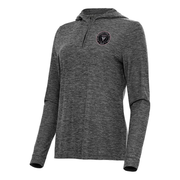 Women's Antigua Heather Black Inter Miami CF Daybreak Quarter-Zip Hoodie