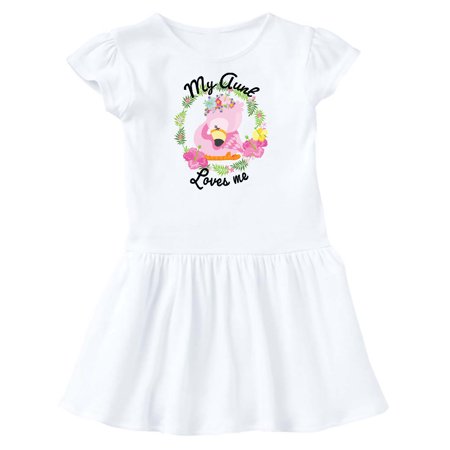 

Inktastic Baby Flamingo My Aunt Loves Me with Flower Wreath Gift Toddler Girl Dress