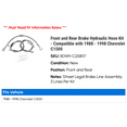thumbnail image 2 of Front and Rear Brake Hydraulic Hose Kit - Compatible with 1988 - 1998 Chevy C1500 1989 1990 1991 1992 1993 1994 1995 1996 1997, 2 of 2