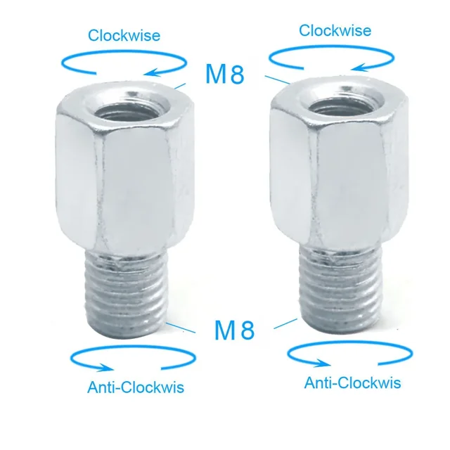 2pcs Scooter Motorcycle Rear Mirror Adapters M10 10MM M8 8MM 6MM Clockwise Anti-clockwise Right Left hand thread Changing Screw