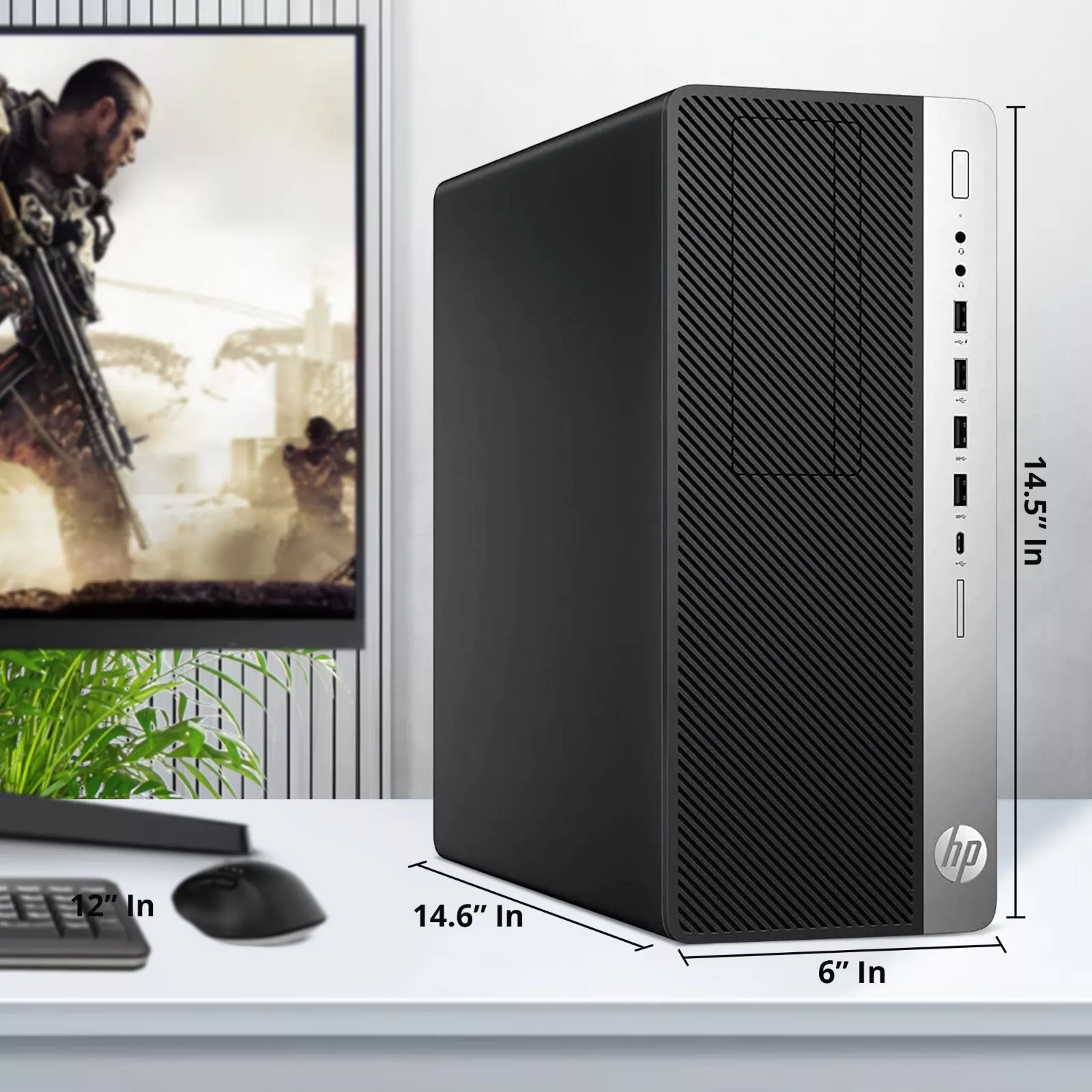 Restored HP G3 Desktop Gaming Tower PC, Intel Core i5-6th Gen. 16GB Ram, 256GB SSD + 1TB Hard Drive, NVIDIA GeForce GT 1030 DDR5, WiFi, RGB Keyboard & Mouse, Windows 11 Pro (Refurbished)