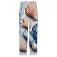 thumbnail image 5 of Seashell Art Print Winter Female Pants Flannel High Waist Women Pants Lady Warm Straight Leg Plush Trousers, 5 of 7