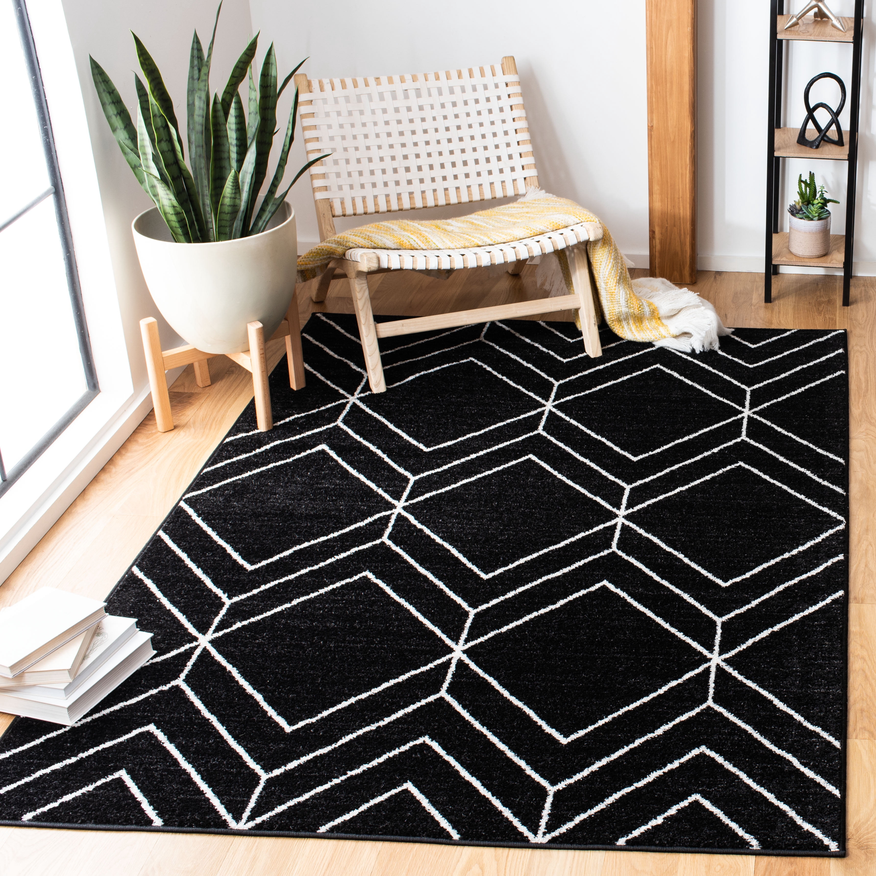 Safavieh Adirondack Caitriona Geometric Squares Area Rug, Black/Ivory, 6' x 8'