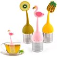 thumbnail image 2 of Infusor de té de silicona, 3 piezas de filtro de té de hierbas, lindo filtro de té de malla de acero inoxidable 304 con mango de silicona para té suelto, 2 of 5