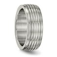 thumbnail image 4 of Auriga Fine Jewelry Stainless Steel Polished 8 mm Grooved Band for Women Size 7.5, 4 of 6