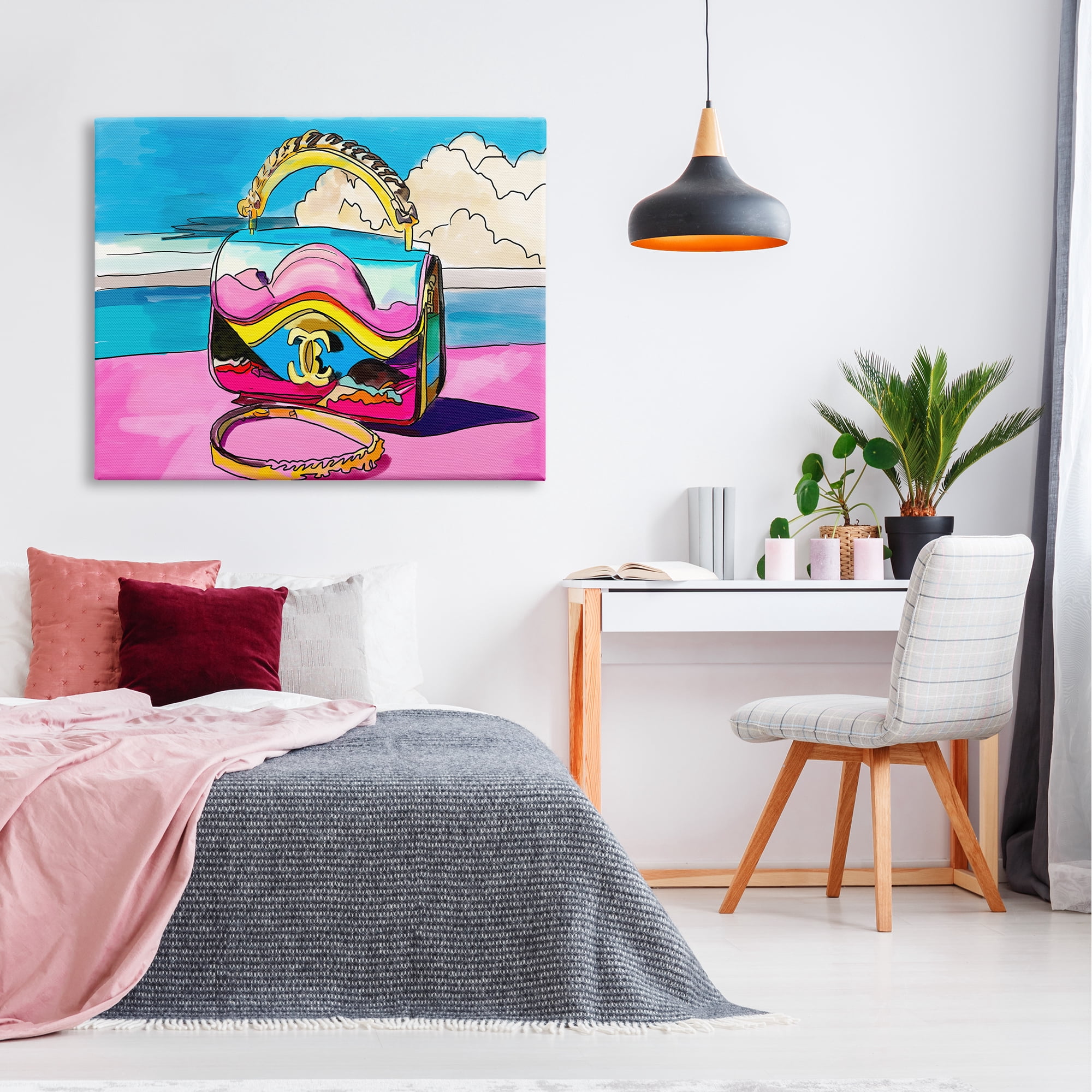 Stupell Industries Vivid Fashionable Purse Beauty & Fashion Painting Gallery Wrapped Canvas Print Wall Art, 48 x 36