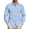 thumbnail image 6 of GrmtClth Dress Shirts for Men Long Sleeve Slim Fit Button Down Shirt Vintage Soft Solid Color Formal Shirt Light Blue XXXL, 6 of 7