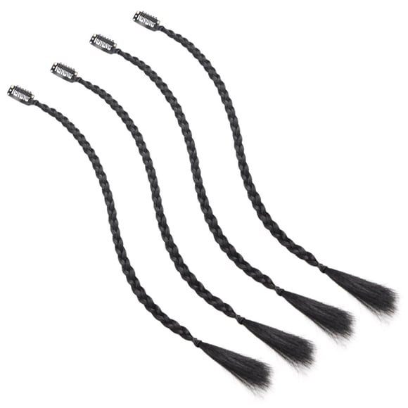 MasteelfCA 4Pcs Braid Hair Extensions Clip in Hair Extensions Front Side Bang Long Braided Hair Piece