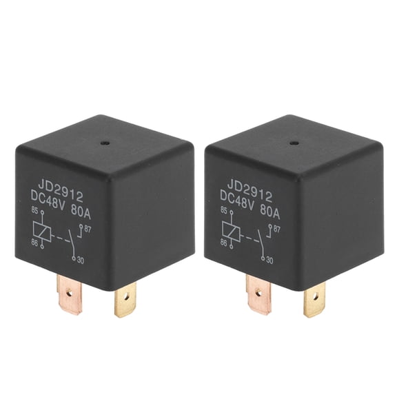 Unique Bargains 4 Pins 48V 80A Auto Relay Multi Purpose Waterproof Car Relay 2 Pcs Black