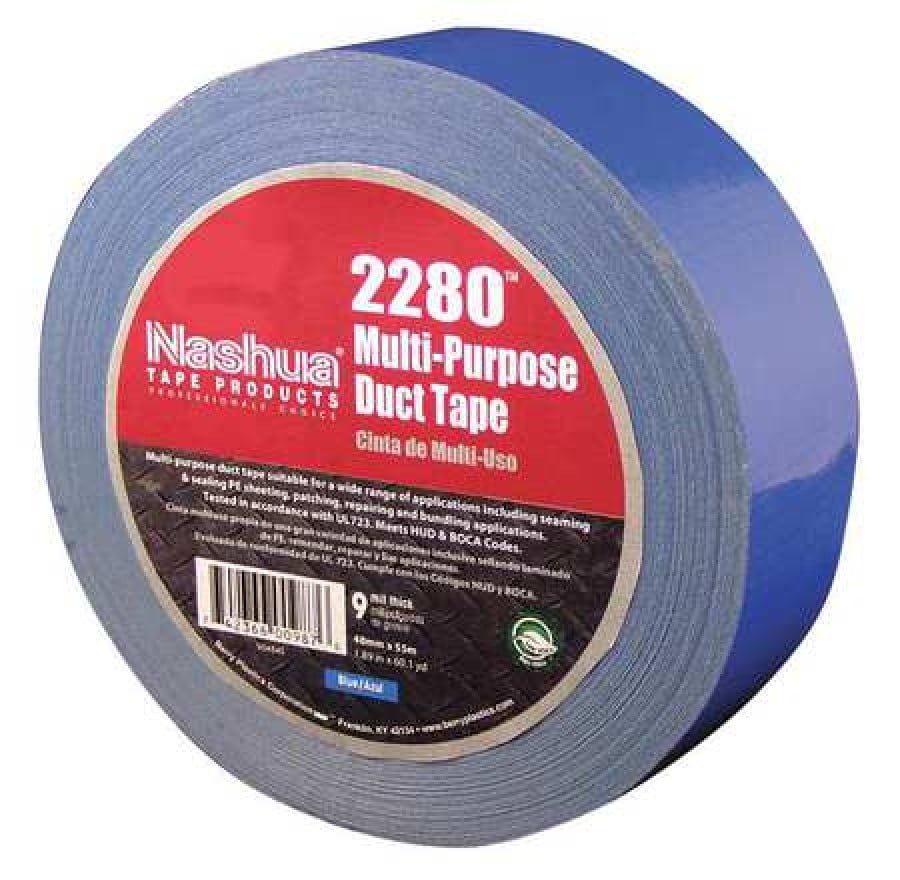 9 mil Thick 55 m Length Blue 48 mm Width Nashua 2280 Polyethylene Coated Cloth General Purpose Duct Tape 