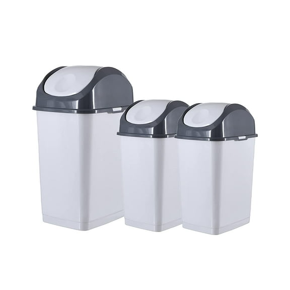 Superio Swing Top Trash Can Set - White Smoke (3 Pack- 5 Qt, 10 Qt)