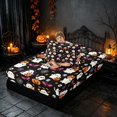 thumbnail image 4 of Homewish Halloween Cute Ghost Pumpkin Twin Sheets, Bat Skull Candy Bedding, Black Orange White, 3-Piece (1 Flat Sheet, 1 Fitted Sheet and 1 Pillowcase), 4 of 6