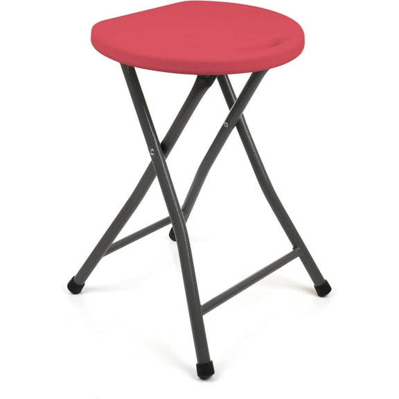 HYJY Metal Folding Stools, Heavy-Duty Backless Portable Chairs for Adults, 330Lbs Capacity for Kitchen, Rec Room, Camping, 18.5" Height Portable Bar Stool for Indoor Outdoor Use, Non-Slip, Salmon