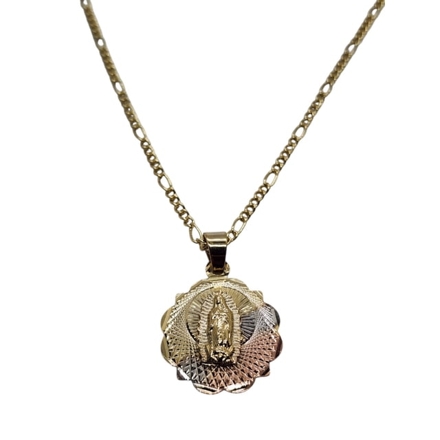 MEDALLA DE VIRGEN DE GUADALUPE LUXURY Y CADENA DE ORO LAMINADO