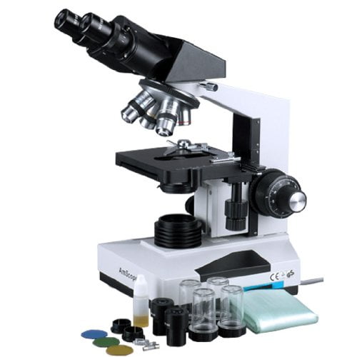 AmScope B490 Compound Binocular Microscope, WF10x Eyepieces, 40X1000X