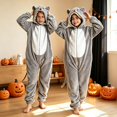 thumbnail image 2 of Ruyang Animal Hooded Jumpsuit for Toddler Boys Girls Zipper Fleece Onesie Teen Kids Theme Party Drees Up Home Wear, 2 of 4