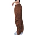 thumbnail image 4 of IROINNID Reduced Pants for Women Cargo Spring and Summer New Pocket Bandage Elastic Waist Full Length Pants,Brown, 4 of 7