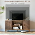thumbnail image 4 of Furnibear Wood TV Stand Up to 80 Inch for Living Room, Mid Century Modern Entertainment Center, TV Console with Fluted Door Cabinets and Open Shelves, for Bedroom, Dark Brown, 4 of 10
