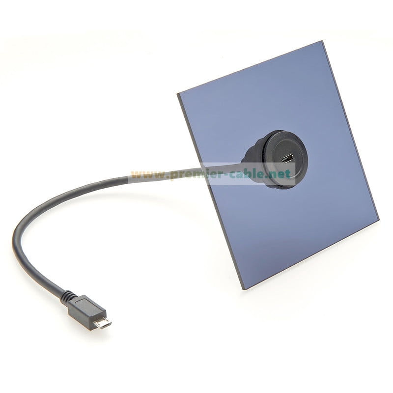 Micro USB Male to Female Extension Cable Flush Panel Mount Micro USB Type B Data & Charging Cable for Car, Boat, Enclosure