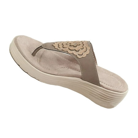 

Sandals Slippers Summer Thick-Soled Flowers Wedge Heels Heighten Shoes Comfortable Shoes 37 Brown
