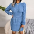 thumbnail image 6 of XEGLSBU Womens Sweater Dress Long Sleeve Midi Womens Smockneck Puff Long Sleeve Bodycon Pullover Cute Mini Sweater Dress Fall Sweater Dresses for Women 2025 Xxl Blue Size S, 6 of 9