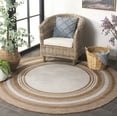 thumbnail image 3 of SAFAVIEH Beach House Carlie Bordered Indoor/Outdoor Area Rug, Beige/Brown, 6'7" x 6'7" Round, 3 of 16
