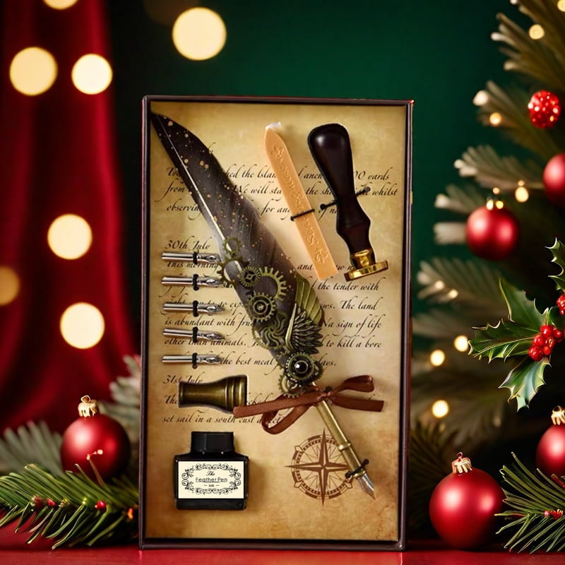 Mechanical Quill Dip Pen, Fountain Pen Stainless Steel Replacement Nib Set Gift