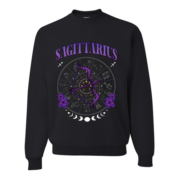 Wild Bobby Sagittarius Archer Bow Arrow Fire Sign, November 22 December 21, Constellations Horoscope Zodiac Birthday Birth Month Stone Gift for Men Women Unisex Crewneck Sweatshirt