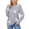 thumbnail image 4 of Crewneck Sweaters for Women Trendy Star Sweater Casual Pullover Sweaters Fall Lightweight Girls Sweaters Shermie, 4 of 6