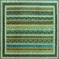 thumbnail image 1 of Ahgly Company Machine Washable Indoor Square Abstract Turquoise Blue Contemporary Area Rugs, 7' Square, 1 of 4