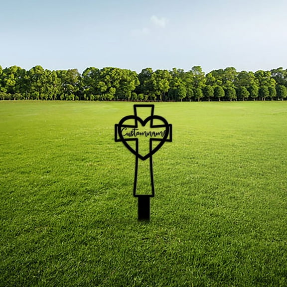 Custom Memorial Metal Cross Stake, Grave Marker, Sympathy Gifts, Remembrance Gift, Lawn Metal Cross, Garden Stake, Memorial Gift