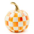 thumbnail image 1 of Escultura MACKENZIE-CHILDS en miniatura con forma de calabaza y naranja a cuadros en resina, 1 of 6