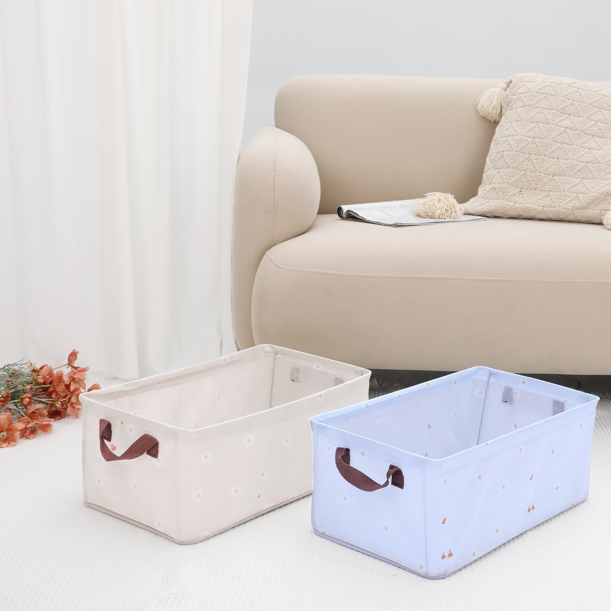 Unique Bargains Storage Cube, 1 Pack Fabric Storage Bins with Handles Blue