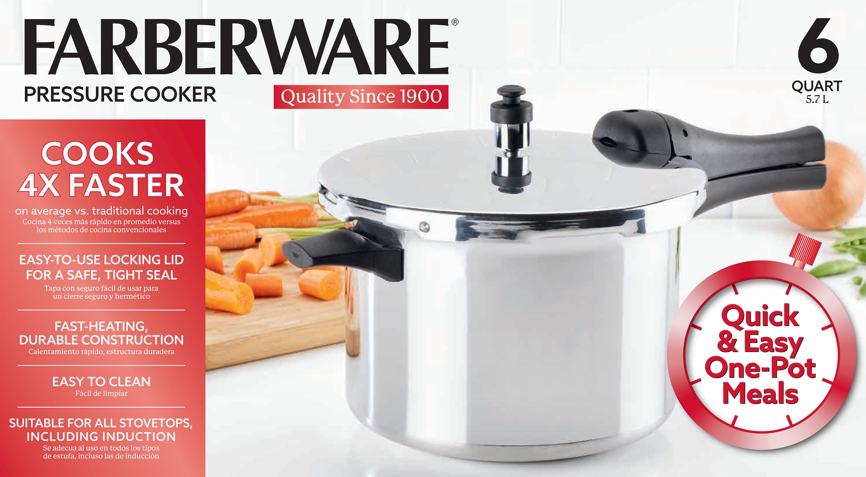 Farberware 6 Quart Aluminum Stovetop Pressure Cooker 15 PSI