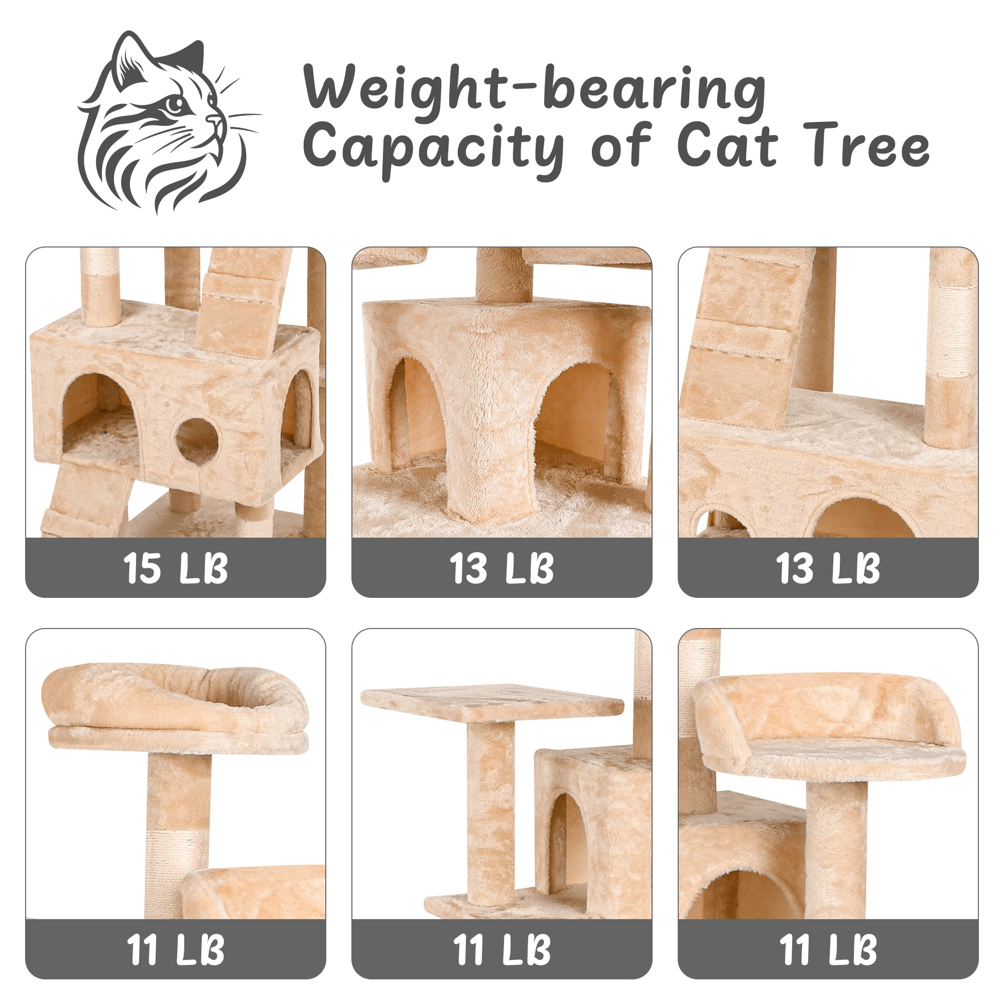 Pefilos 69" Cat Tree for Large Cats, Indoor Cat Tower for Cozy Plush Perches Multi-Level Cat Condo Play House, Beige Pefilos 69" Cat Tree for Large Cats, Indoor Cat Tower for Cozy Plush Perches Multi-Level Cat Condo Play House, Beige