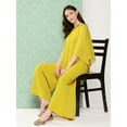 thumbnail image 3 of Janasya Women's Yellow Crepe Solid Top with Palazzo and Cape, 3 of 9