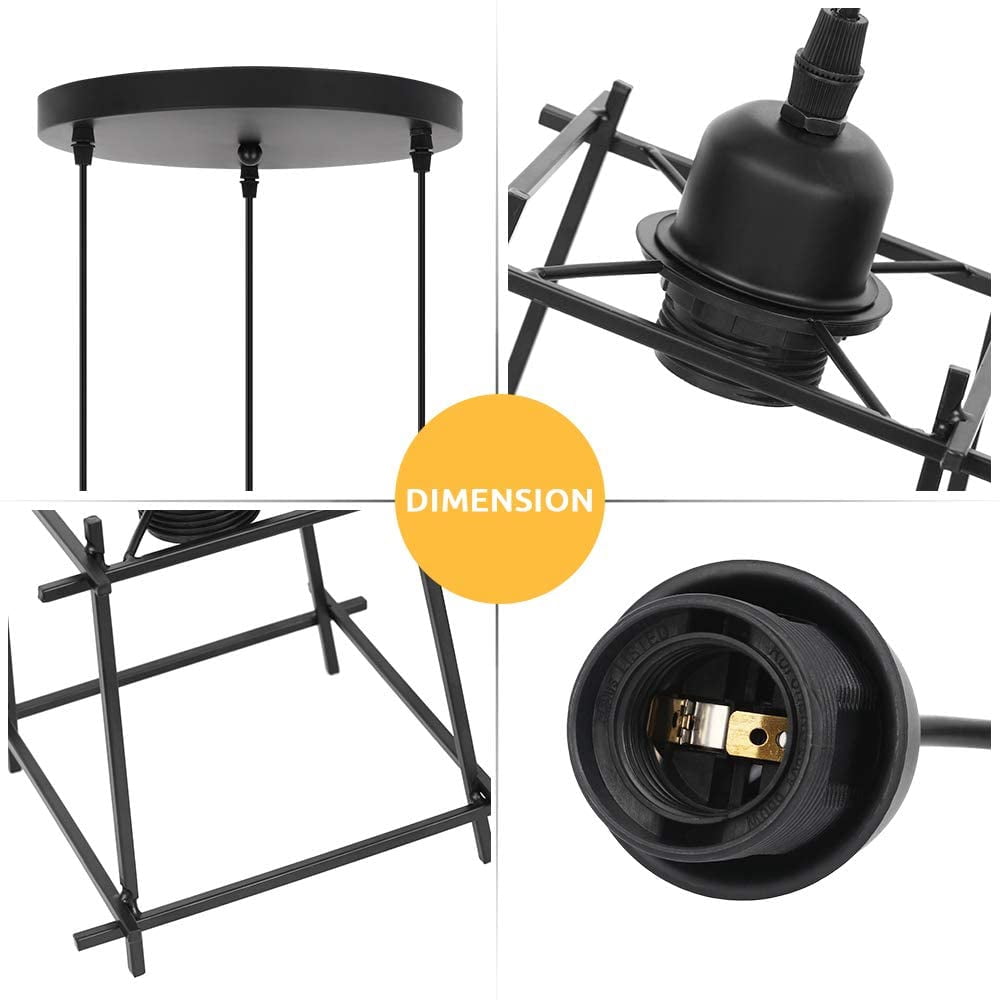 Oumilen Vintage 3 Lights Ceiling Pendant Lights Black